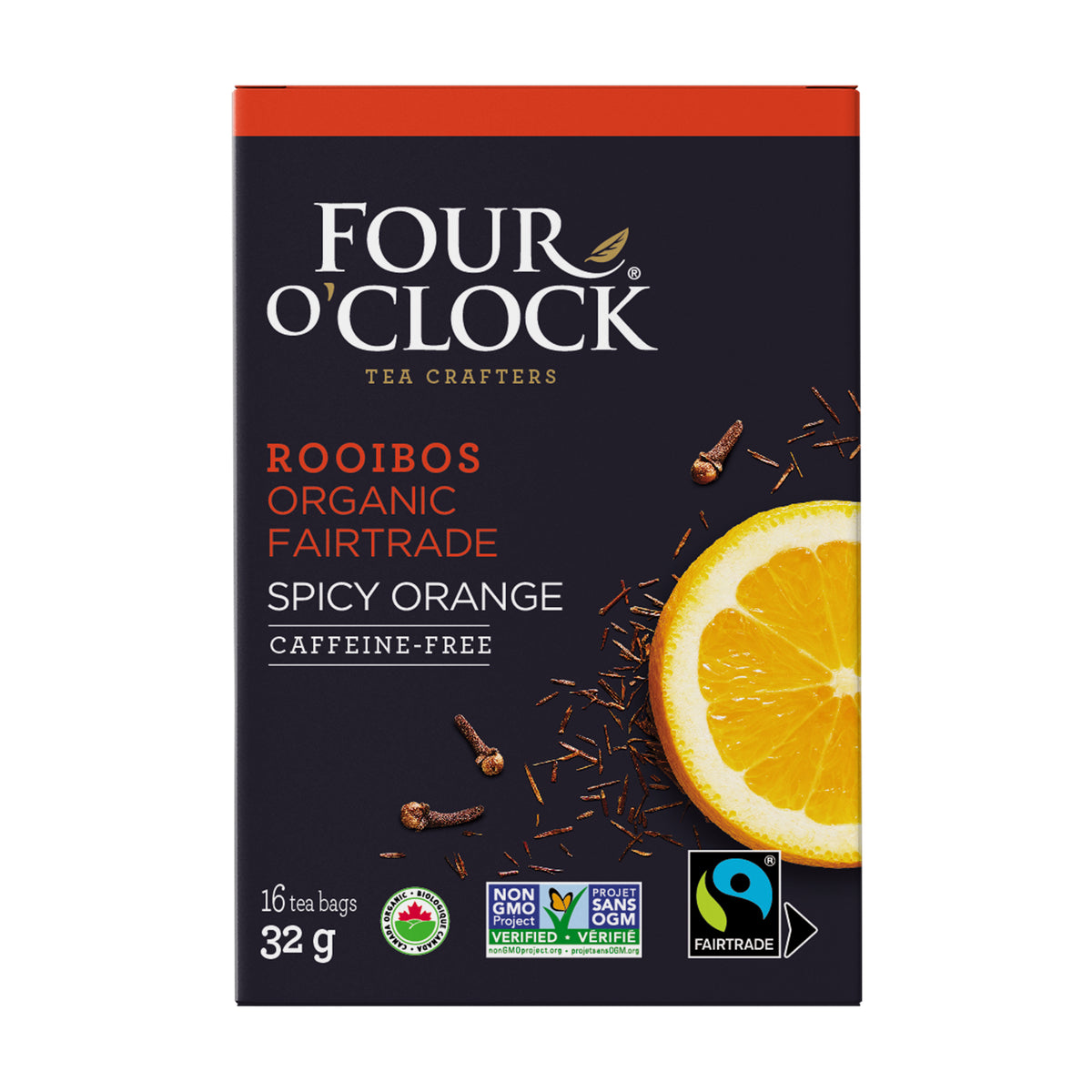 Four O'Clock Spicy Orange Organic Rooibos Tea, 16 tea bags