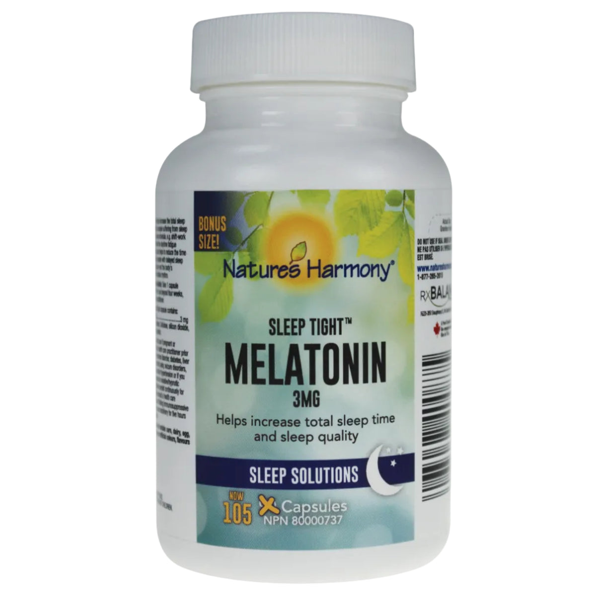 105 Capsules | Nature's Harmony Melatonin 3mg 105 Capsules