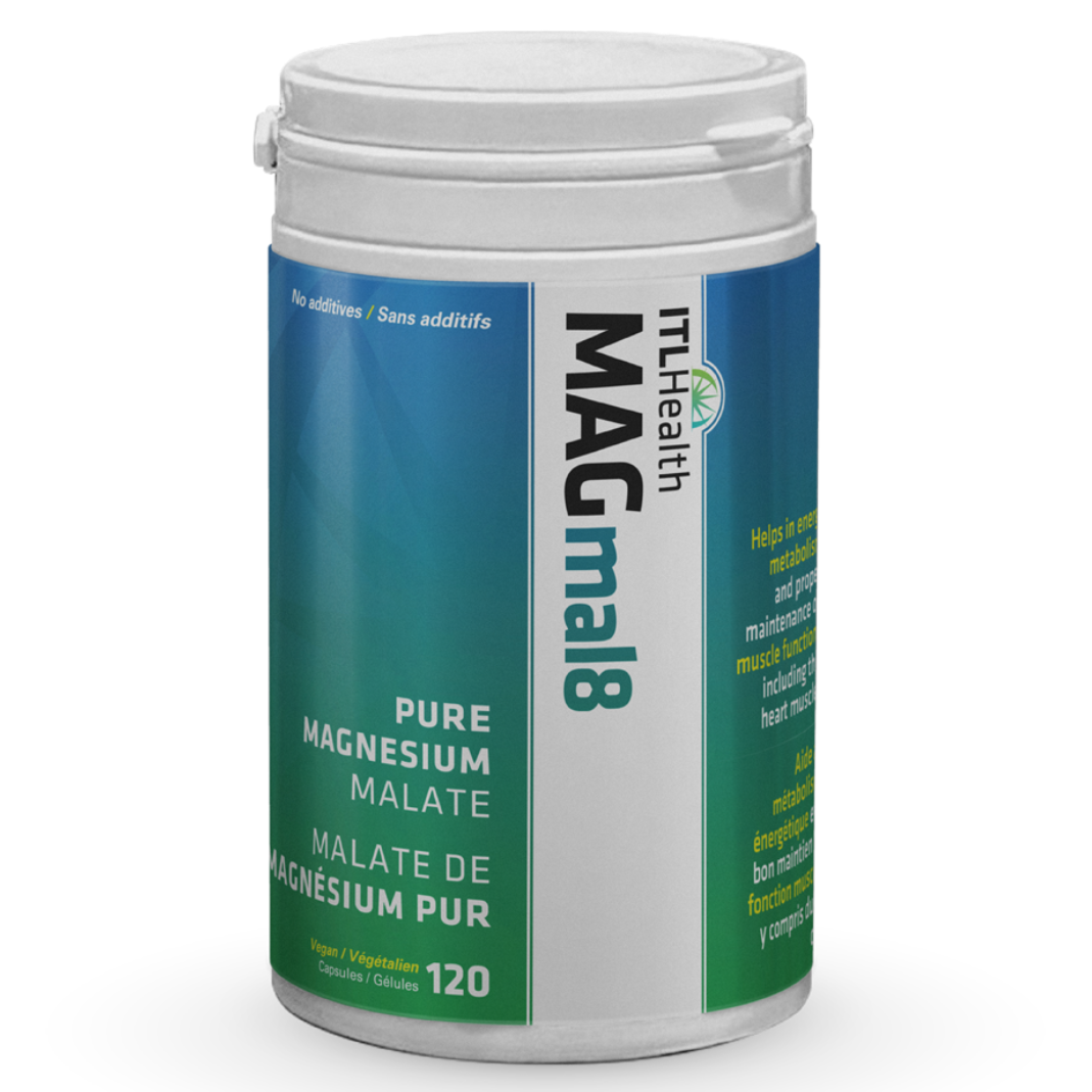 ITL Health MAGmal8 Pure Magnesium Malate, No Fillers, 120 Vegan Capsules - 120 Vegan Capsules