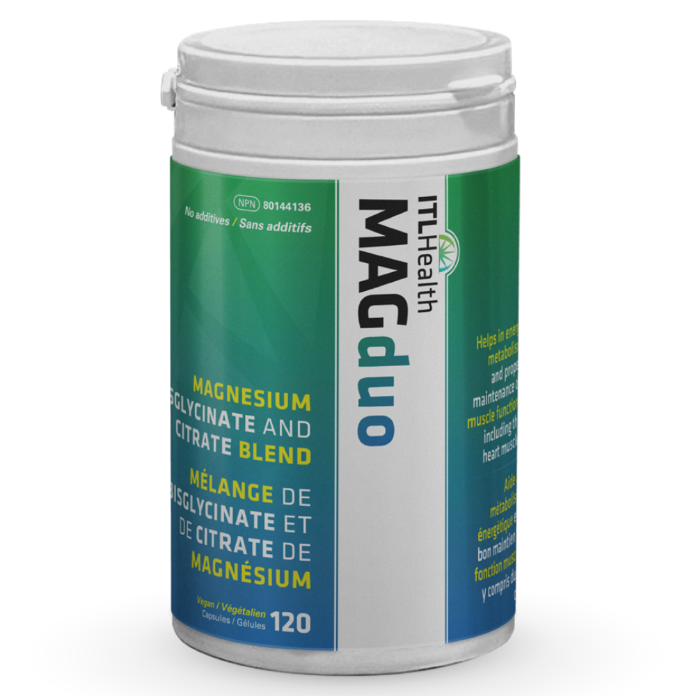 ITL Health MAGduo Magnesium Bisglycinate + Citrate, 120 Vegan Capsules - 120 Vegan Capsules