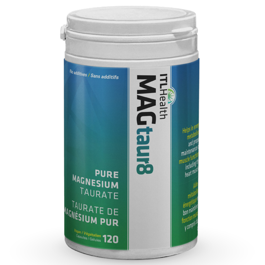 ITL Health MAGtaur8 Pure Magnesium Taurate, Heart and Nervous System Support, 120 Vegan Capsules - 120 Vegan Capsules