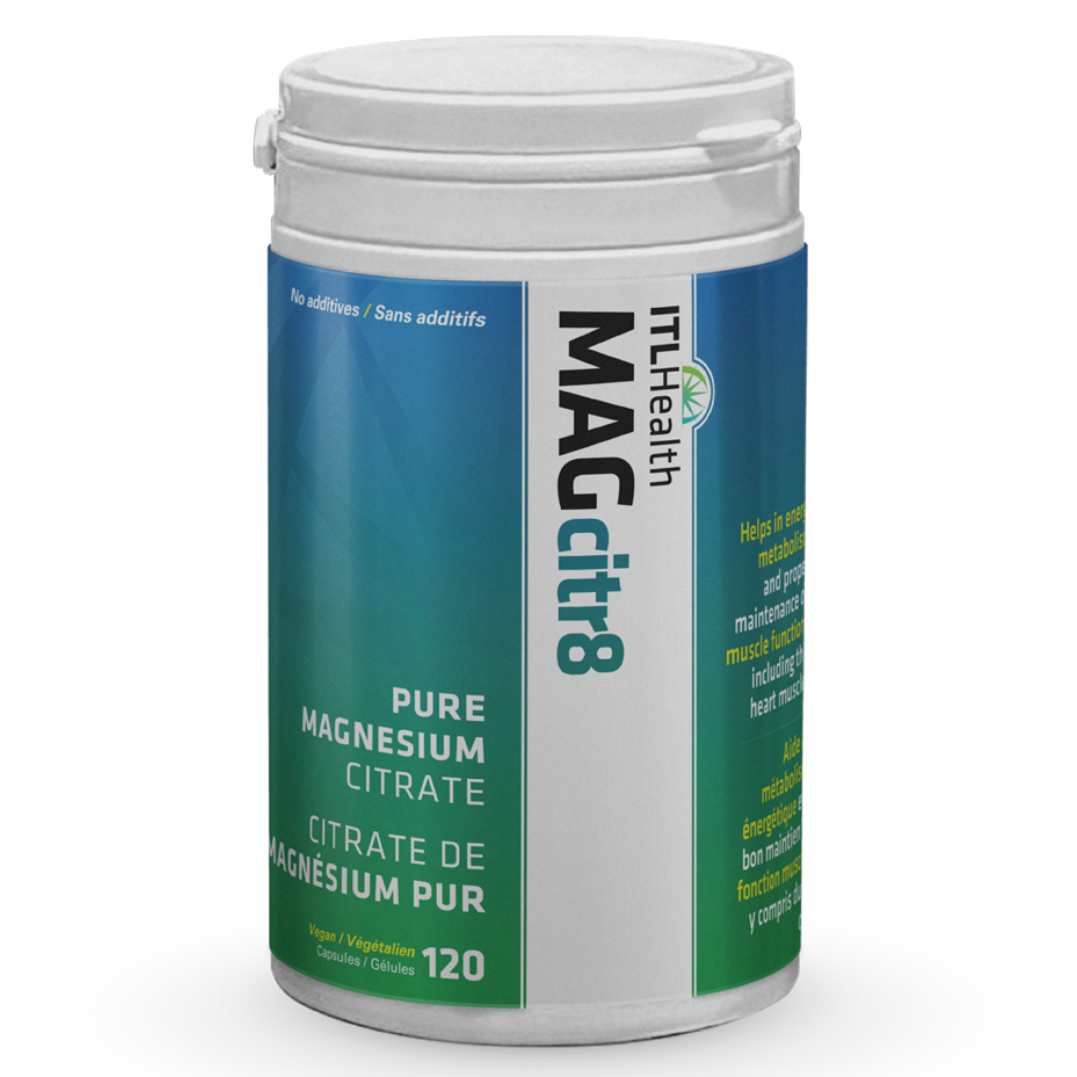 ITL Health MAGcitr8 Pure Magnesium Citrate, Digestive Regularity, 120 Vegan Capsules - 120 Vegan Capsules