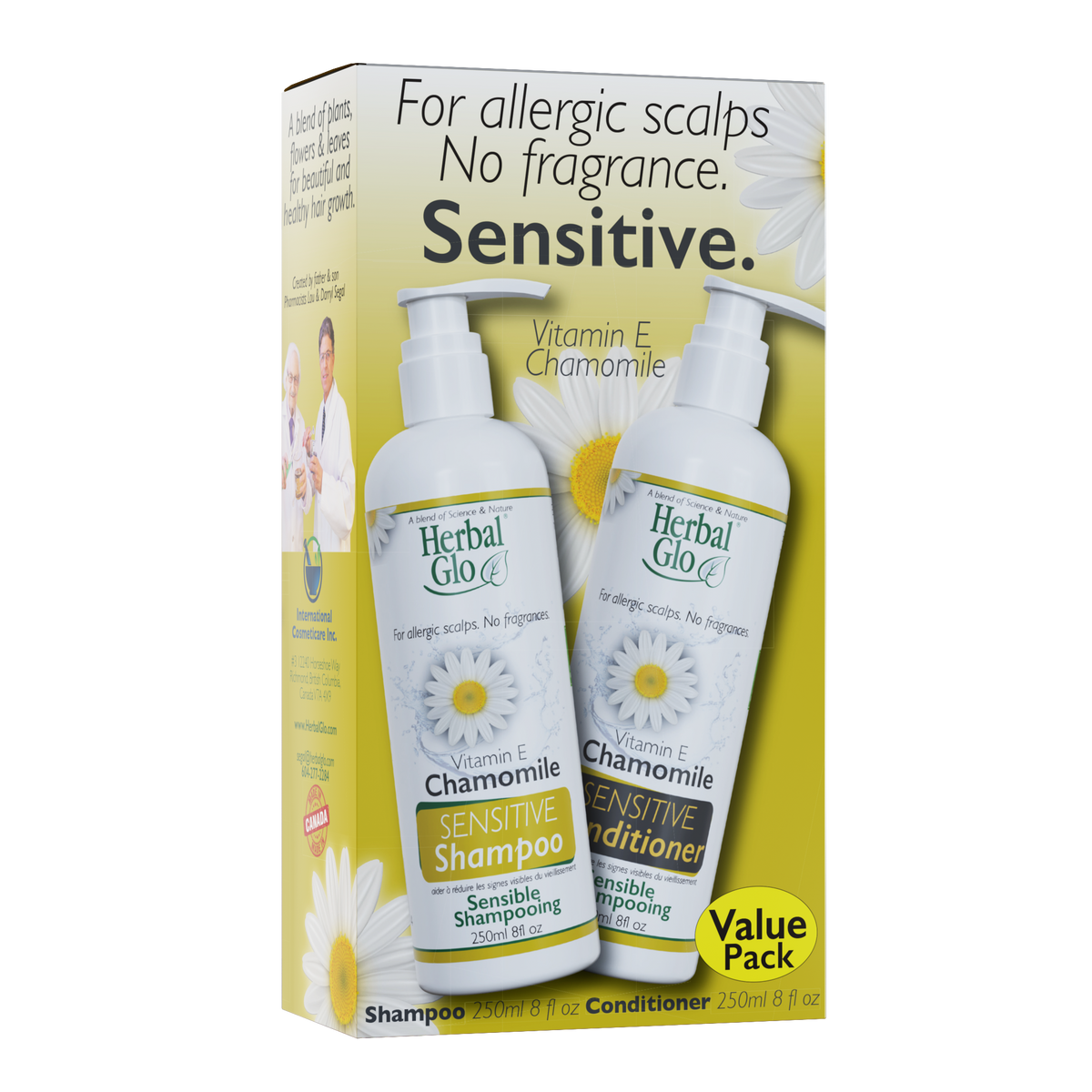 Herbal Glo Chamomile SENSITIVE Shampoo & Conditioner, Value Pack (Shampoo + Conditioner)