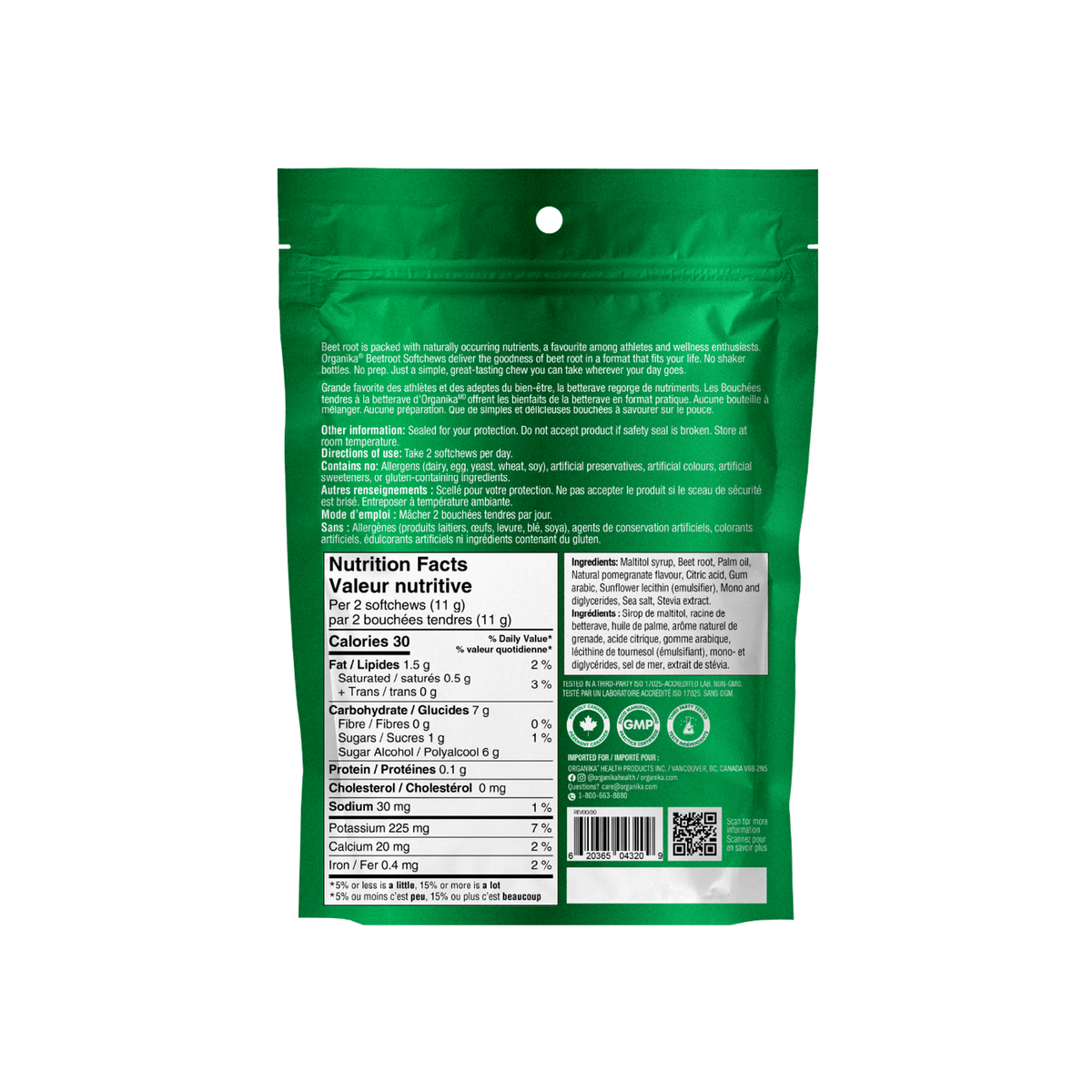 30 Softchews Pomegranate | Organika Beetroot Softchews 30 softchew pouch, image 2