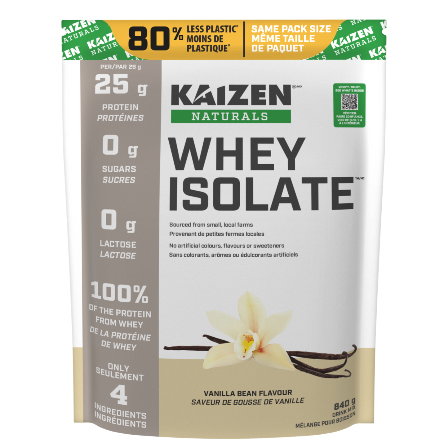 Kaizen Naturals Whey Isolate 840g Vanilla Bean