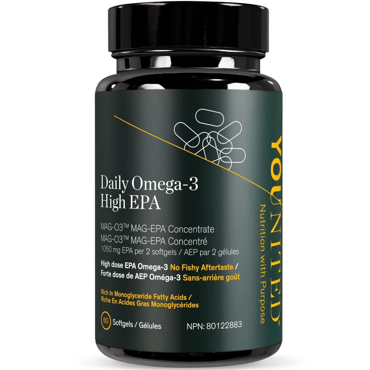 60 Softgels | Younited Wellness Daily Omega - 3 Fish Oil High EPA (MAG-03:MAG EPA Concentrate)