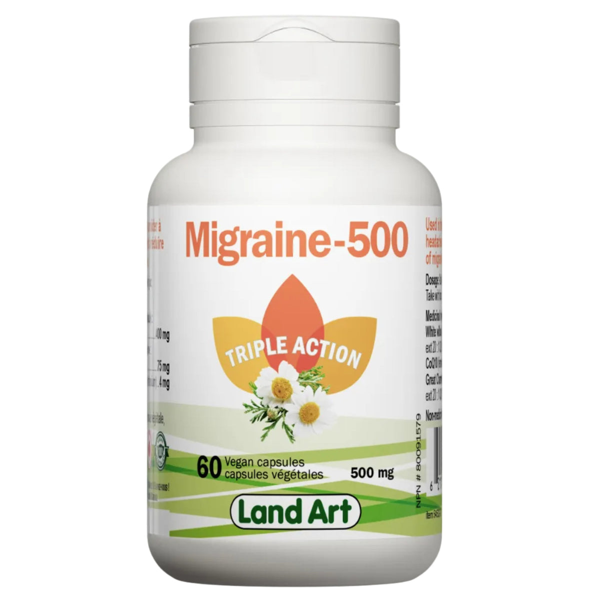 Land Art Migraine 500, 60 Capsules - 60 Capsules