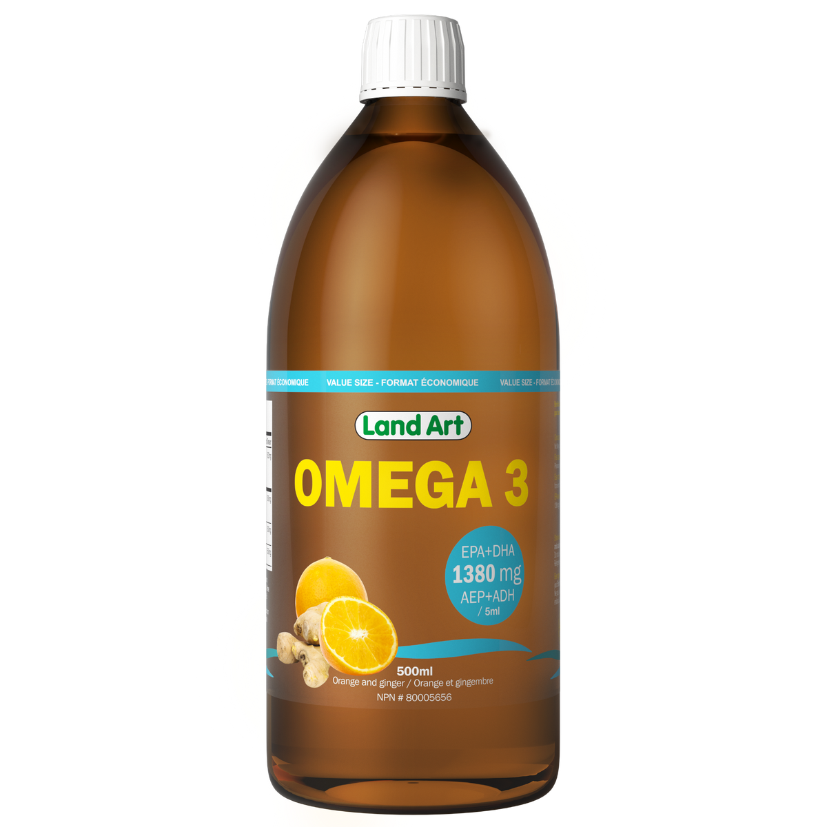 Land Art Omega-3 Cold Pressed Oil, Orange - 500ml