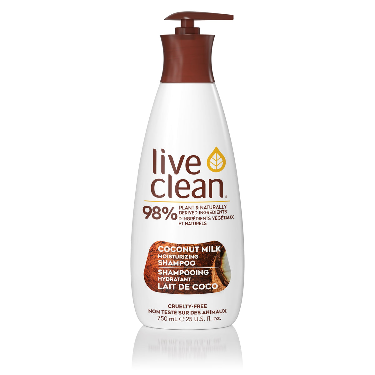 Live Clean Coconut Milk Moisturizing Shampoo with Coconut Oil, Vitamins C and E and Rice Protein, for Dry Hair, 350ml or 750ml - 750ml