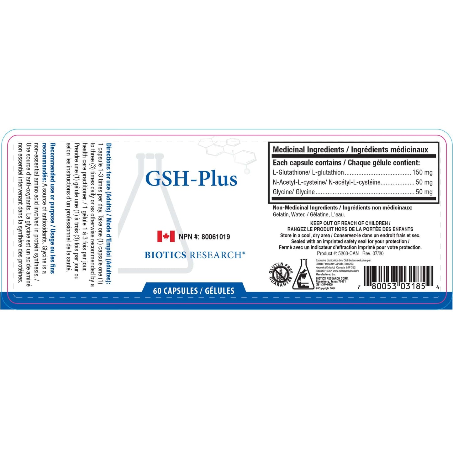 60 Capsules | Biotics Research GSH-Plus