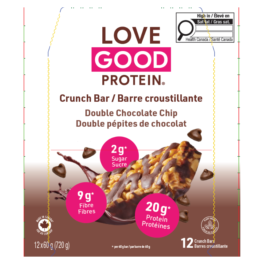 12-Pack Double Chocolate Chip | Love Good Fats Protein Crunch Bars