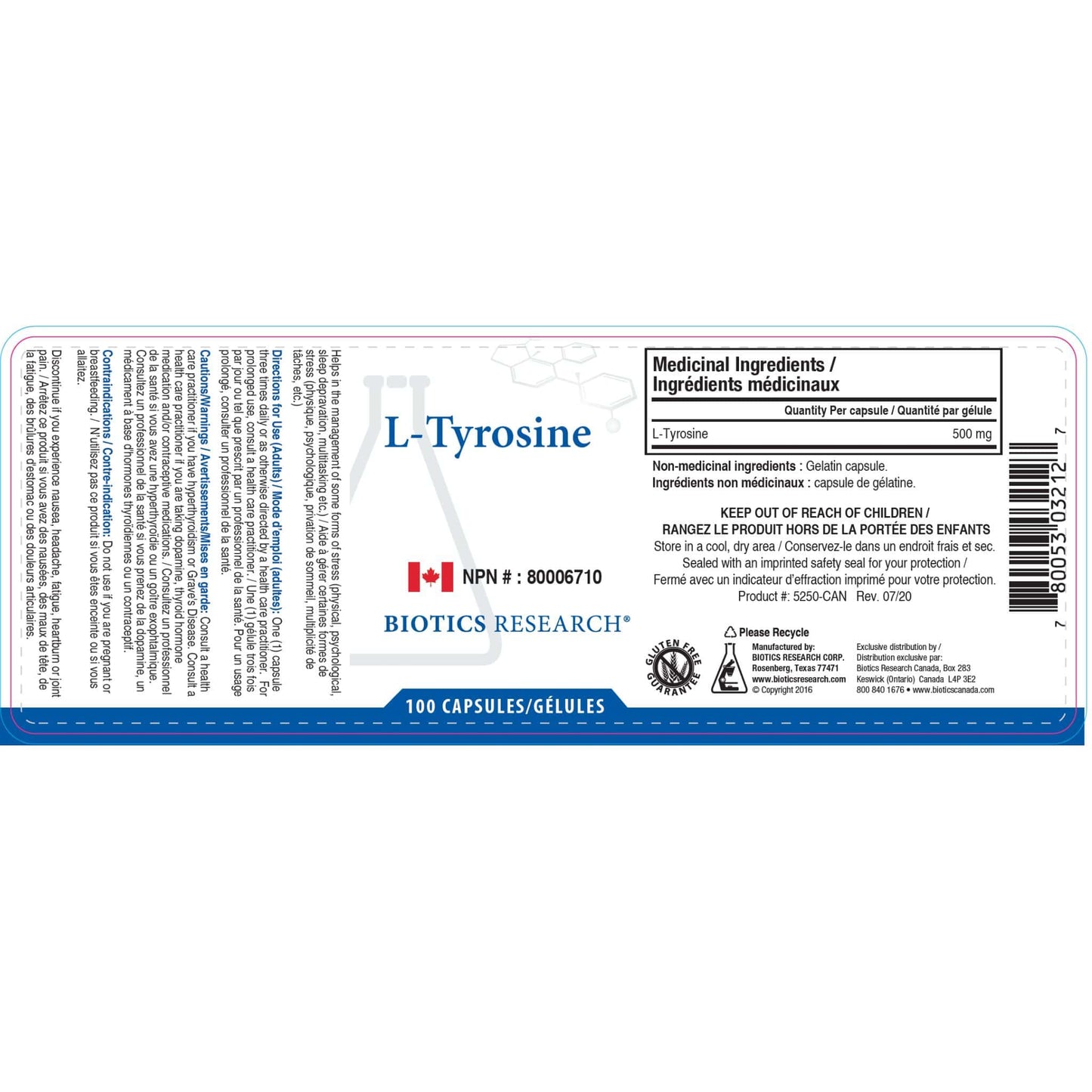100 Capsules | Biotics Research L-Tyrosine