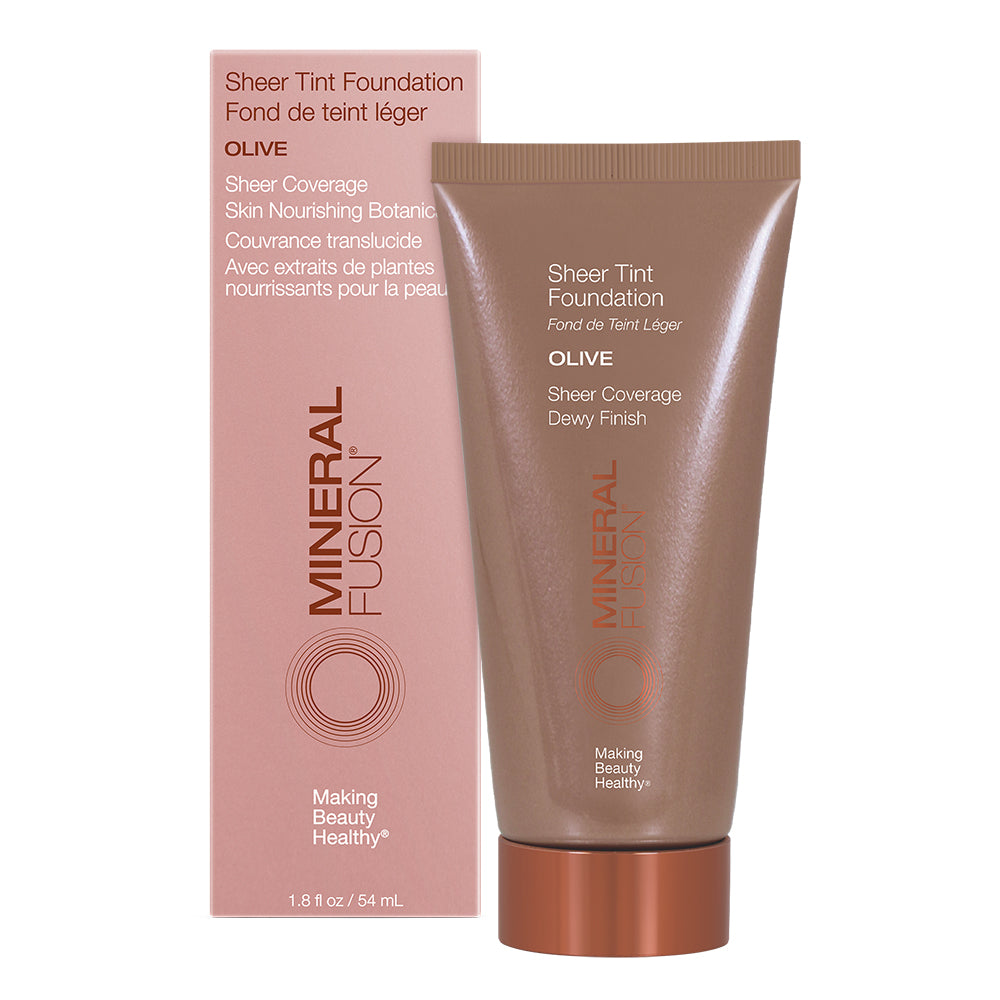 Mineral Fusion Sheer Tint Mineral Foundation, Light Coverage with Sunflower Oil and Rooibos, Neutral or Olive, 54ml - Olive