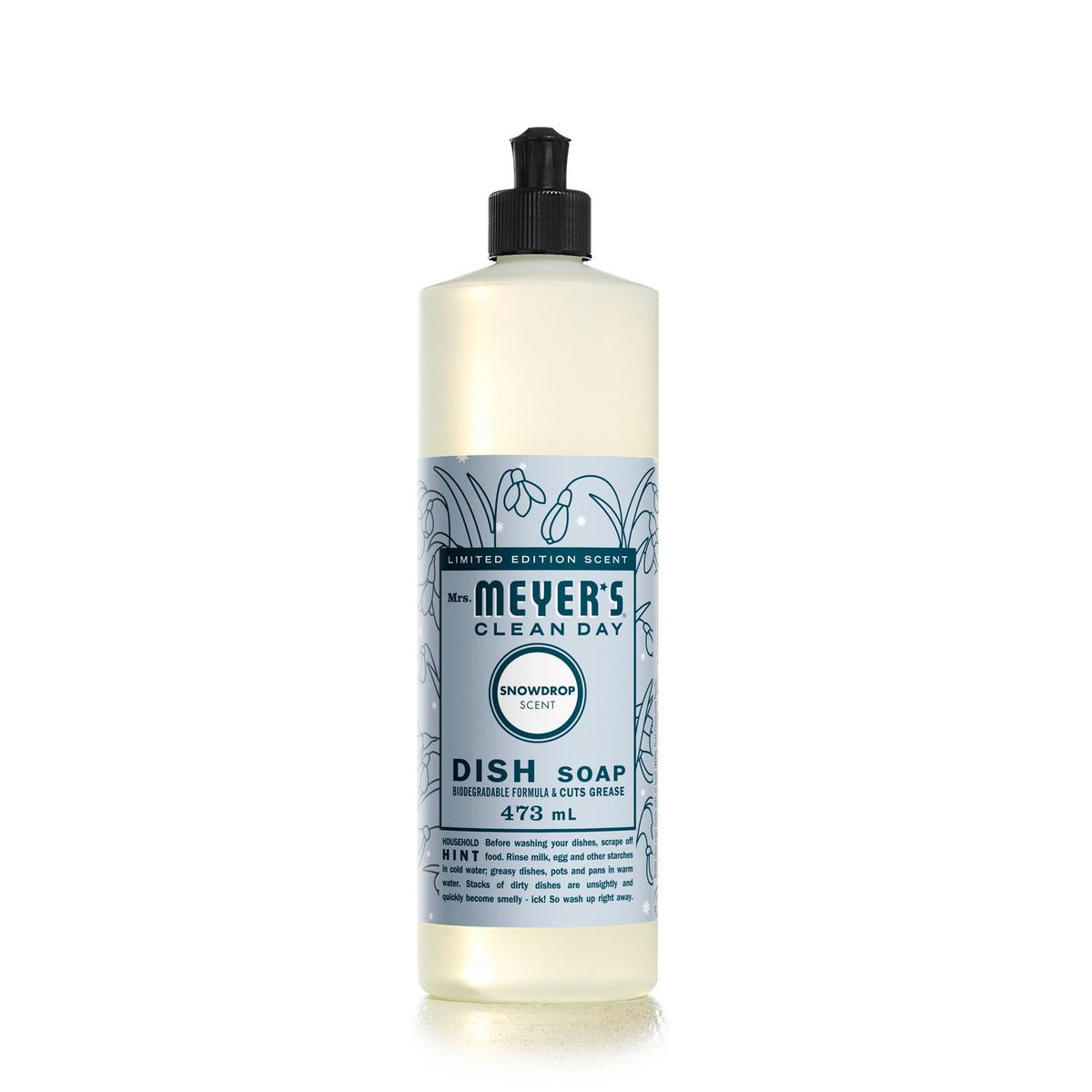 Mrs. Meyer's Clean Day Liquid Dish Soap, 22 Garden Scents, 473ml - Snow Drop