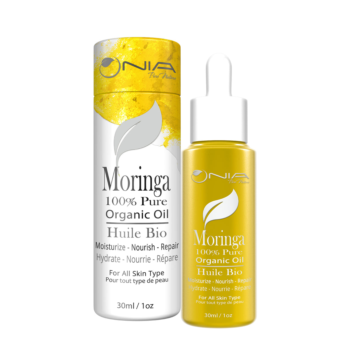 Nia Pure Nature 100% Pure Moringa Oil, Organic Cold-Pressed Oil for Face, Body and Hair, 30ml