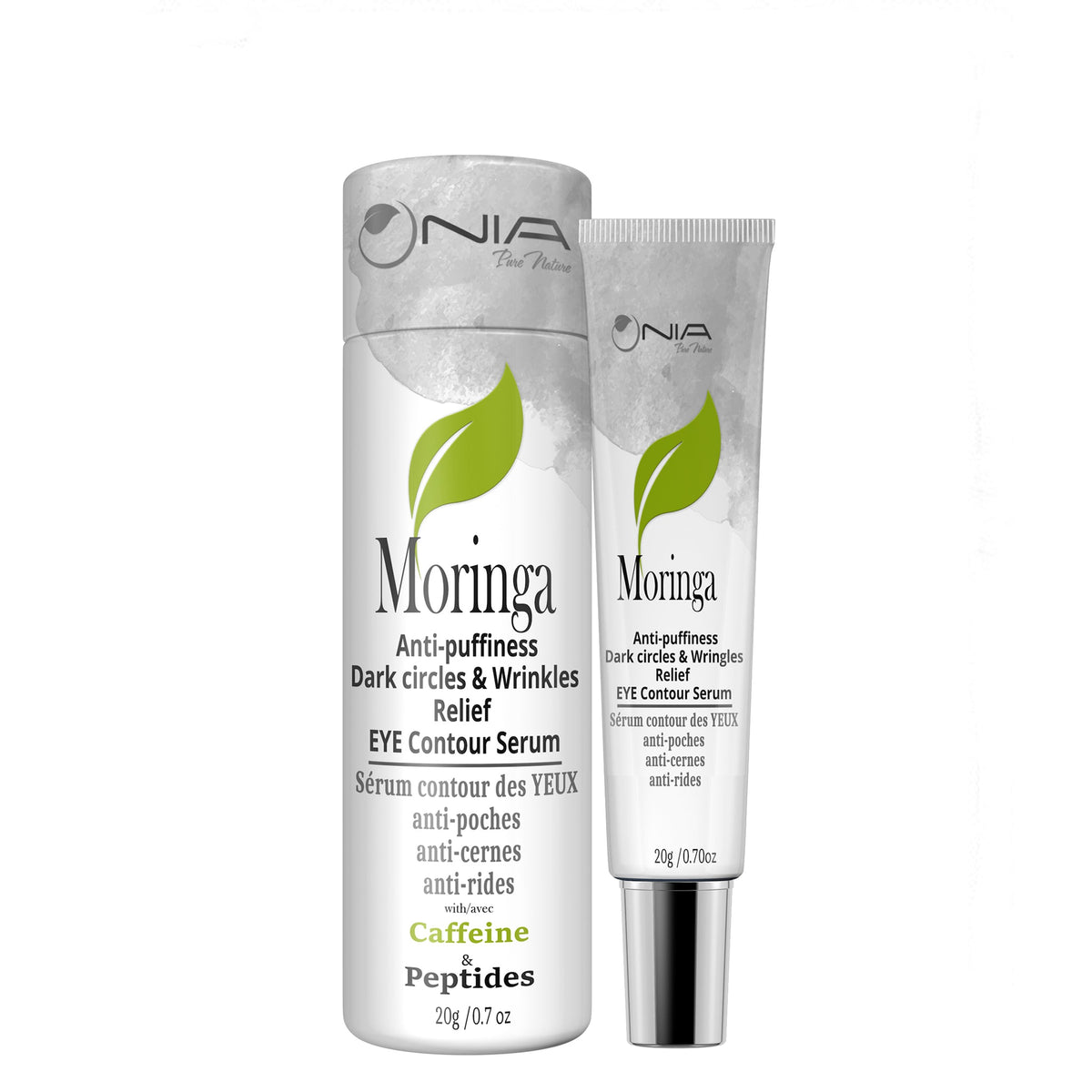 Nia Pure Nature Moringa Eye Contour Serum with Peptides, Guarana and Green Tea, for Puffiness and Dark Circles, 20ml