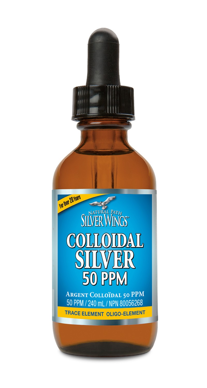 Natural Path Silver Wings Colloidal Silver 50 PPM Dropper, Bio-Active Silver for Immune Support, 60ml to 240ml