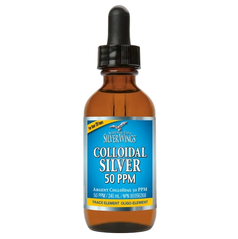 Natural Path Silver Wings Colloidal Silver 50 PPM Dropper, Bio-Active Silver for Immune Support, 60ml to 240ml