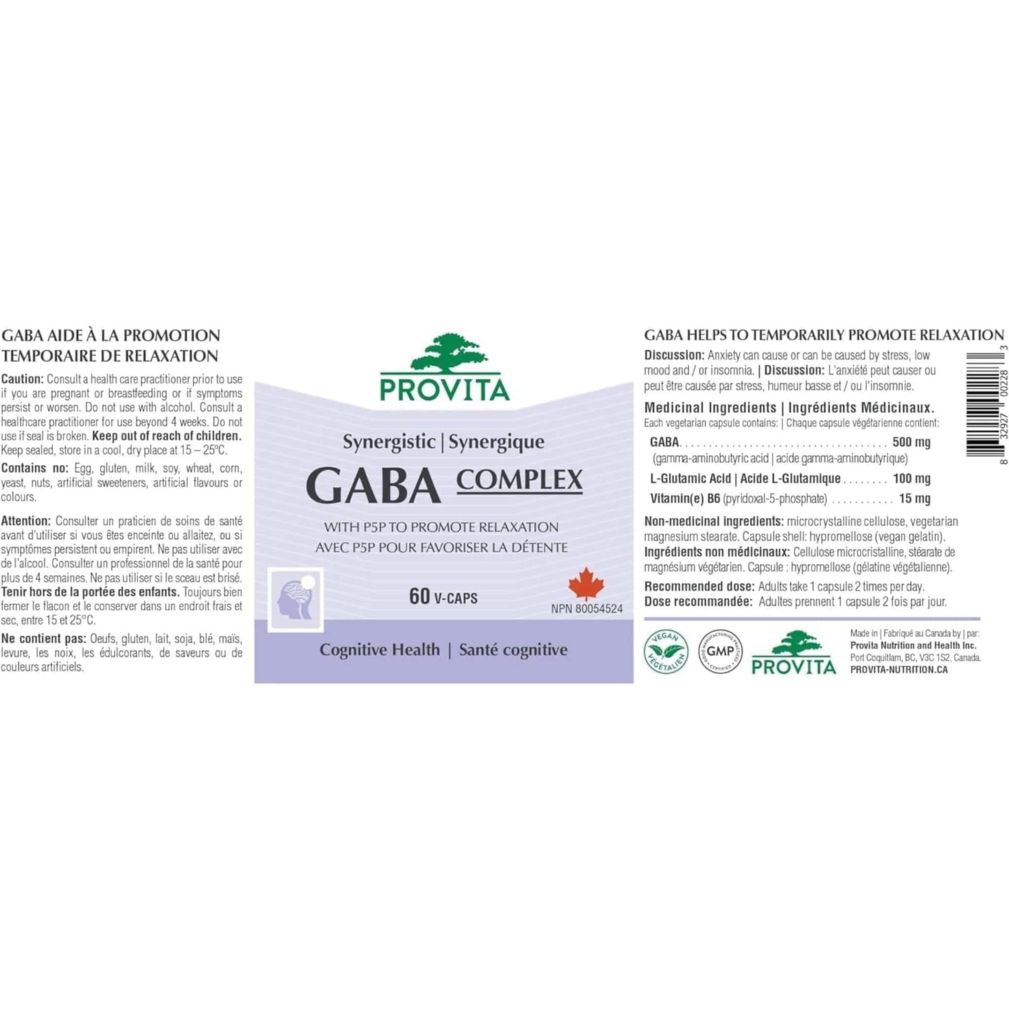60 Vegetable Capsules | Provita Nutrition Synergistic GABA Complex