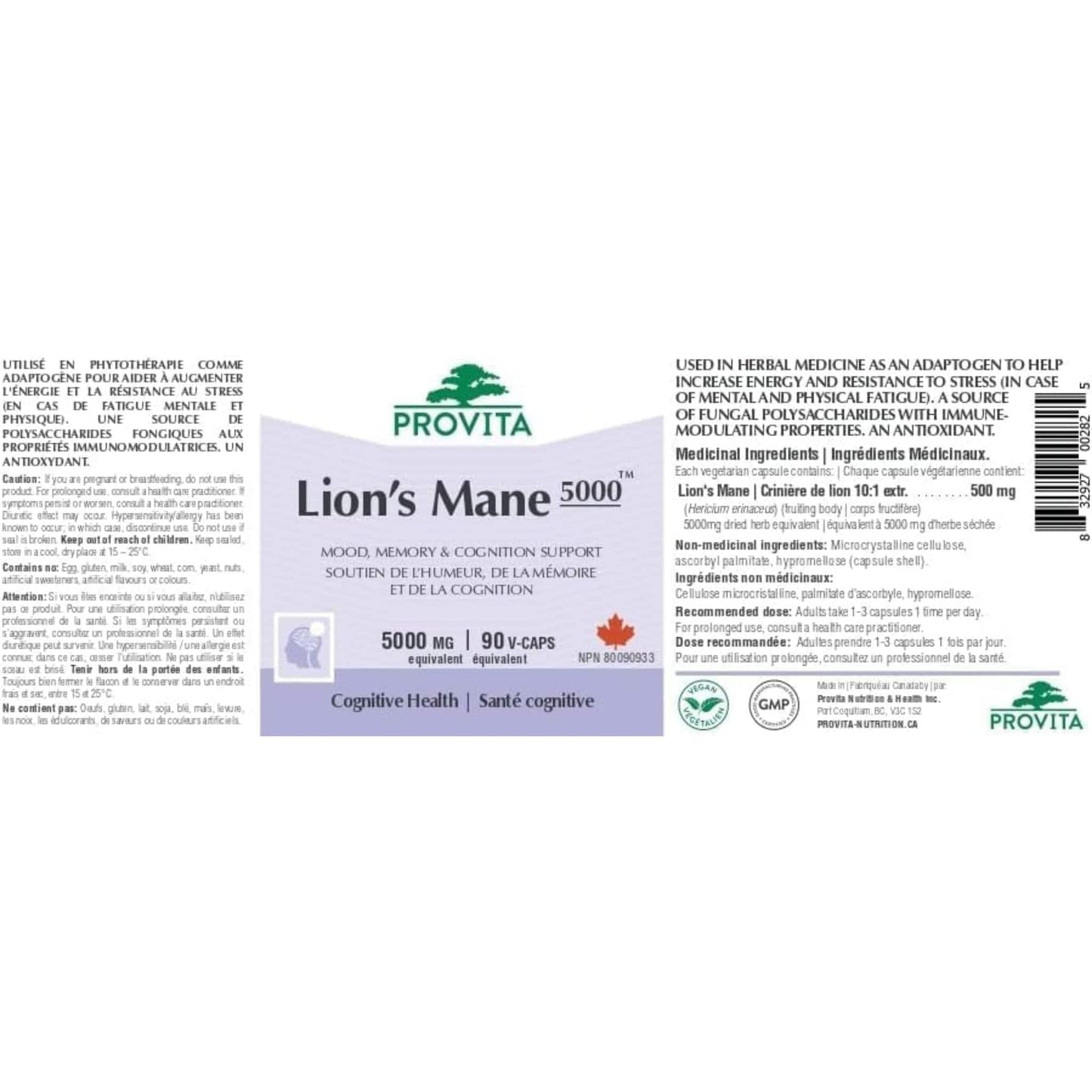 90 Vegetable Capsules | Provita Nutrition Lion's Mane 5000 mg