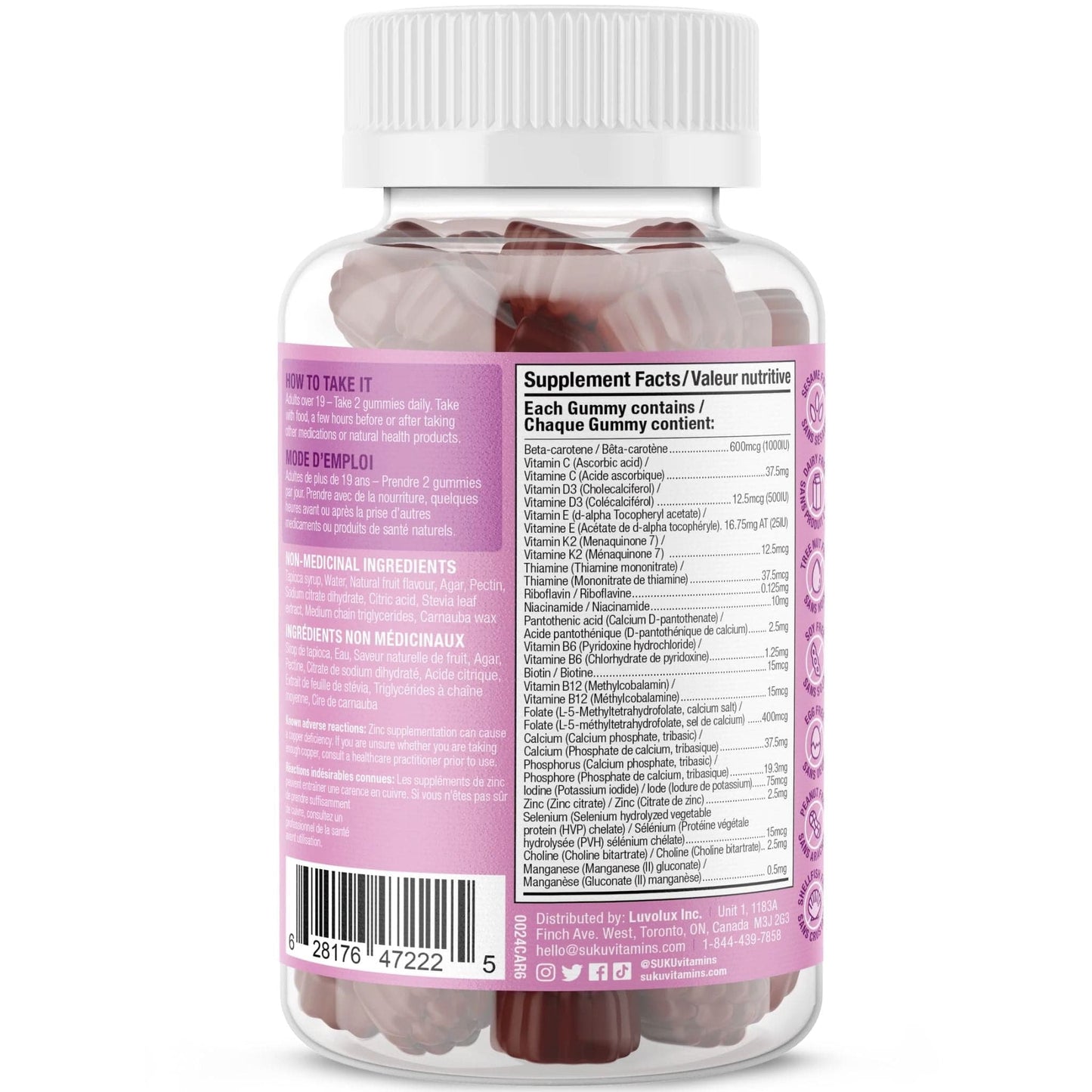 Pineapple and Peach Flavour, 60 Gummies | SUKU Vitamins The Complete Prenatal