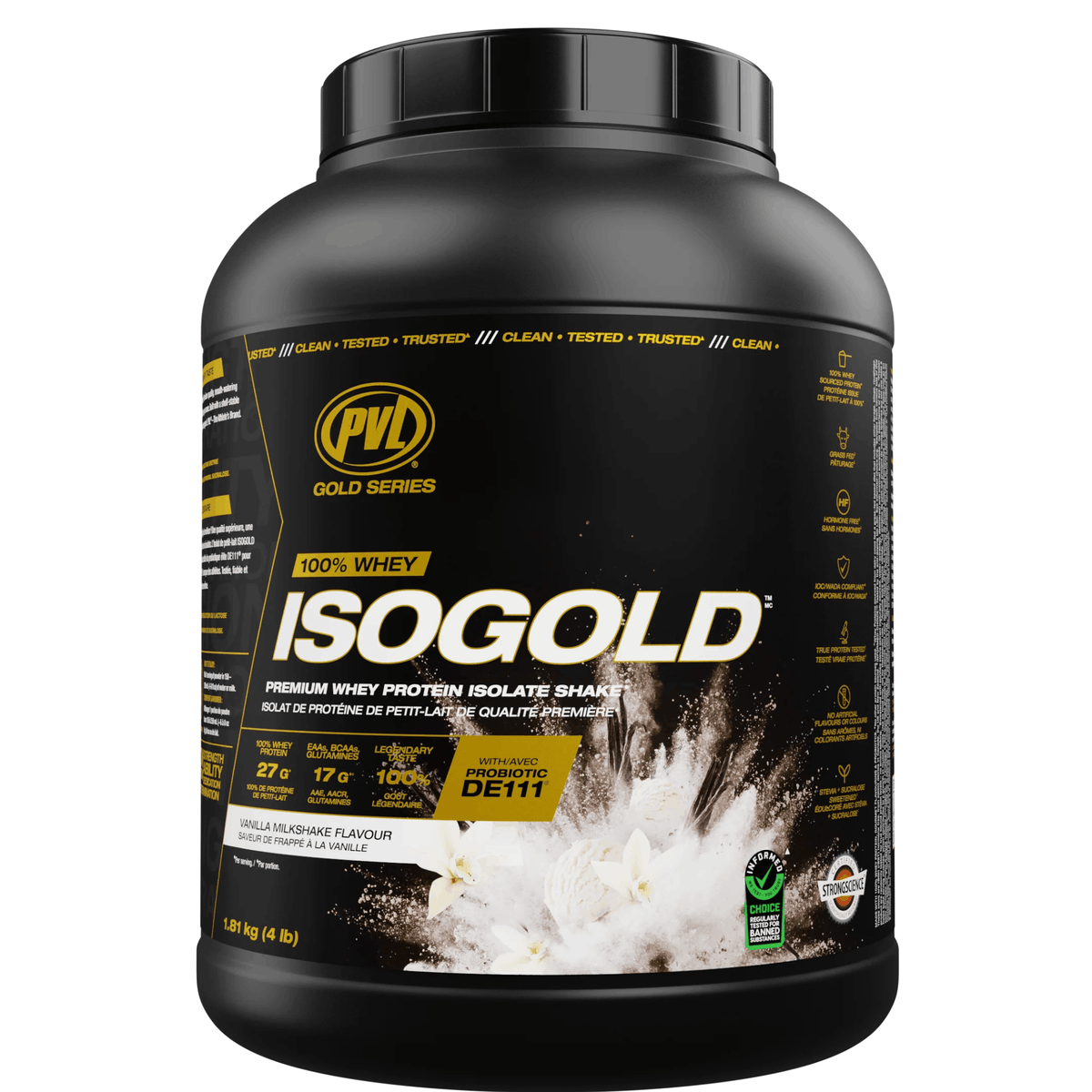 Vanilla Milkshake 4lb | PVL IsoGold Whey Protein Isolate Protein Powder, With Probiotics, Enzymes & Zero Fillers