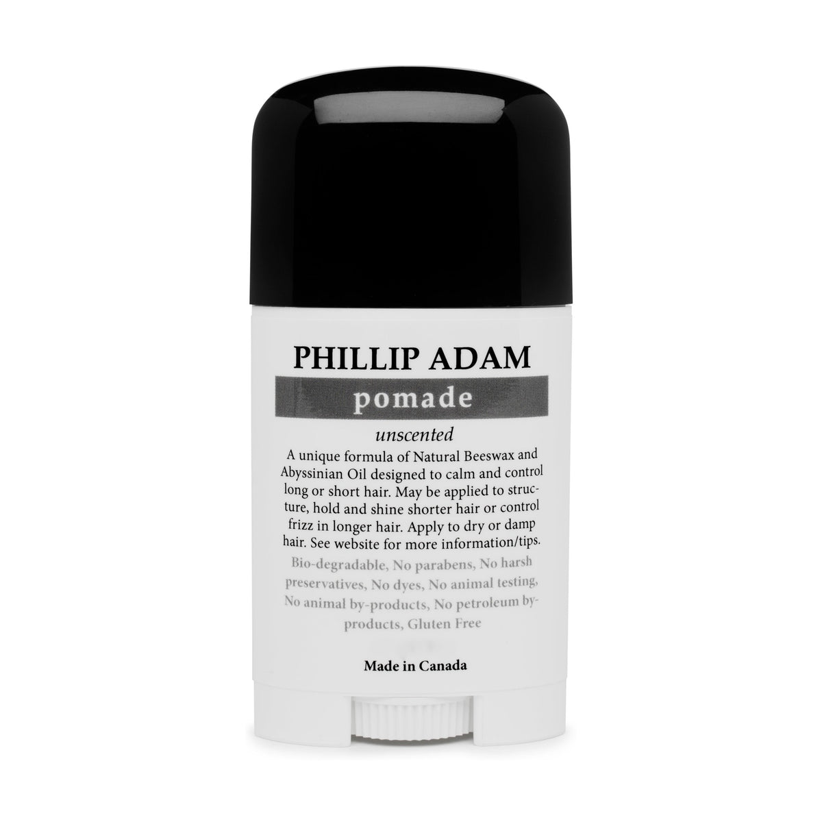 Phillip Adam Pomade, Light Hold Natural Shine Hair Pomade with Beeswax, Olive and Jojoba Oils, Unscented, 28g