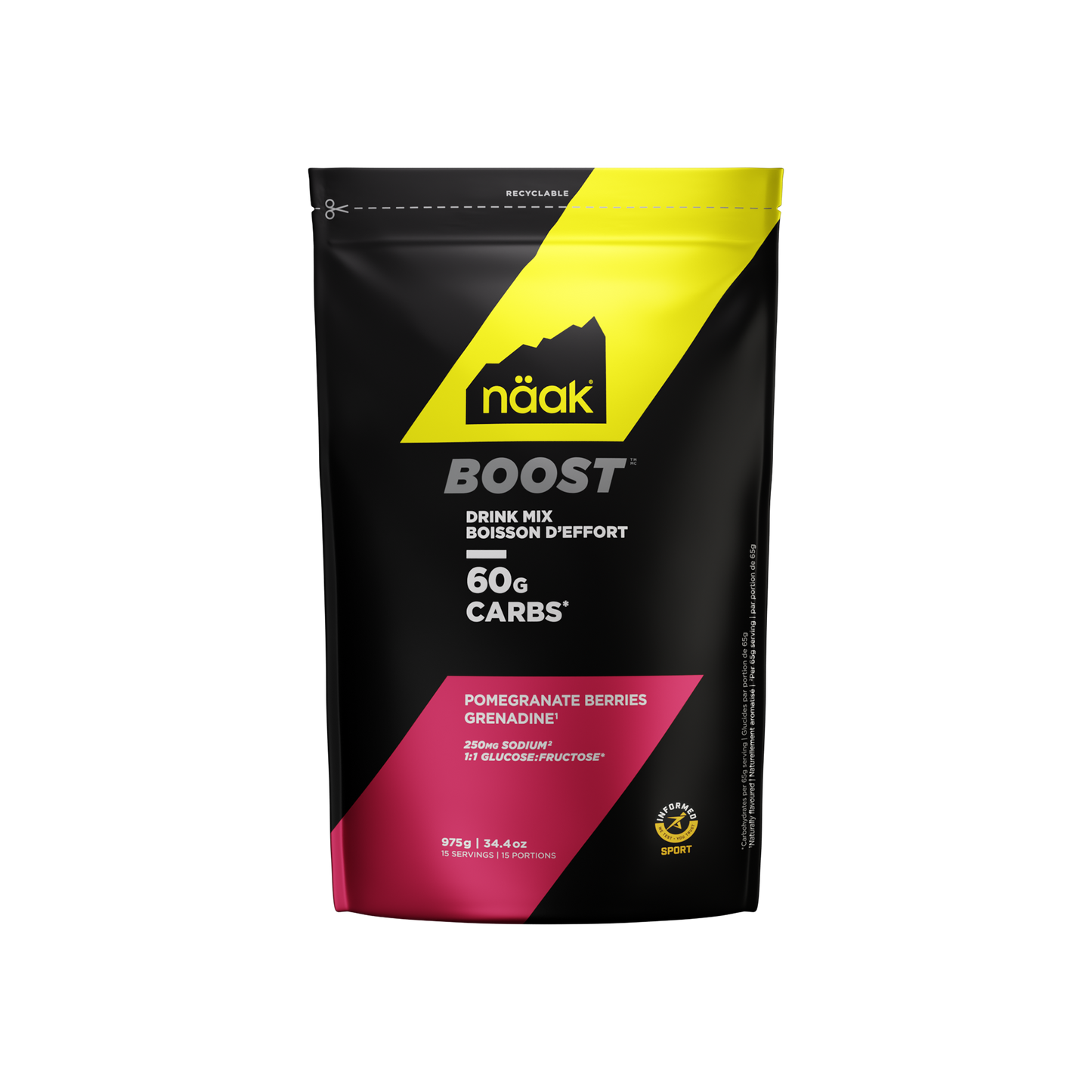 NAAK Boost Energy Drink Mix 975g Bag Pomegranate Berry
