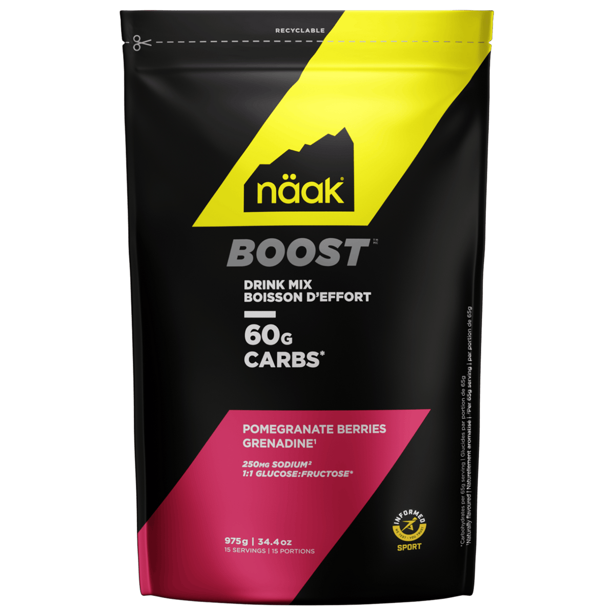 NAAK Boost Energy Drink Mix 975g Bag Pomegranate Berry