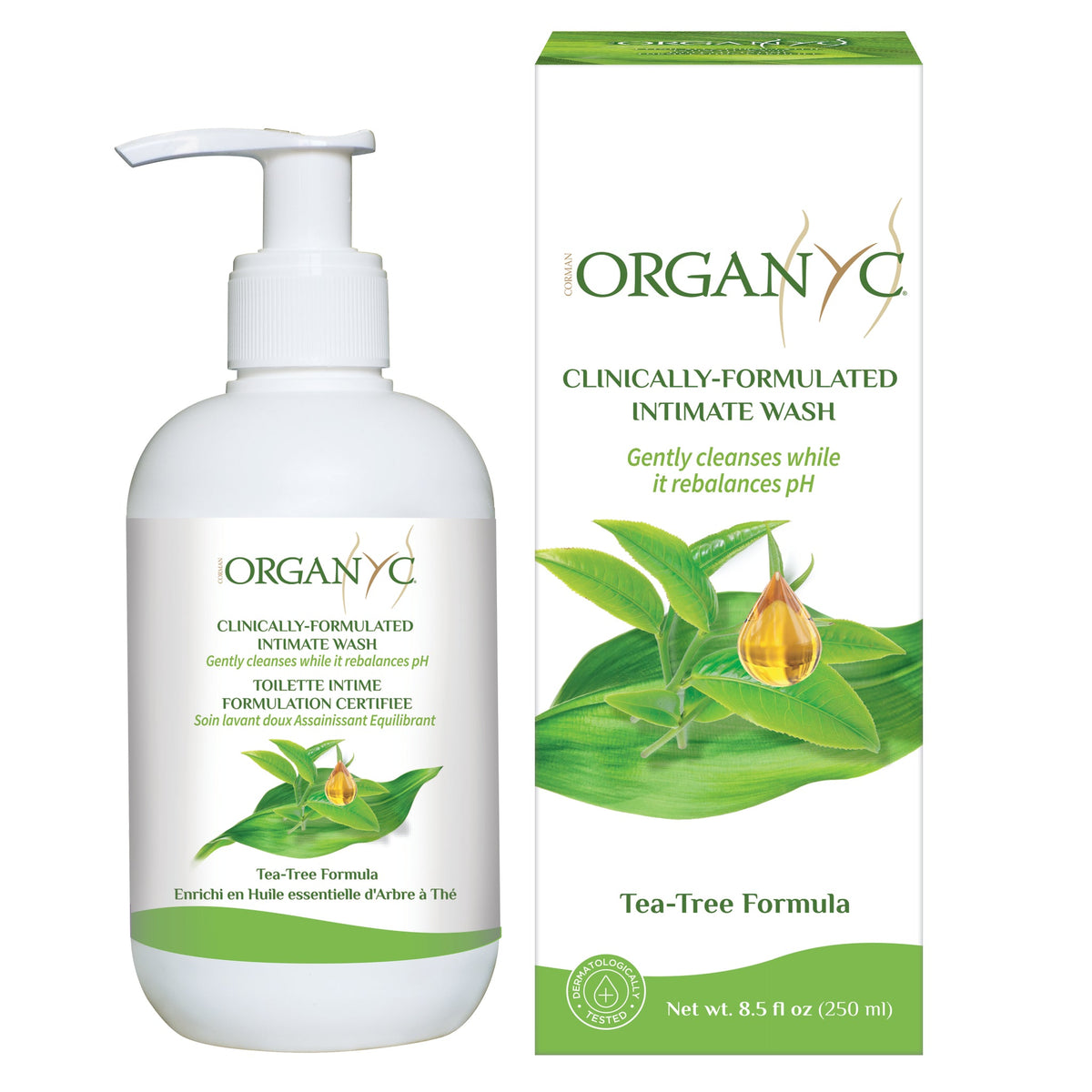 Organyc Feminine Intimate Wash for Sensitive Skin, Chamomile, Lavender or Tea Tree, 250ml - Tea Tree