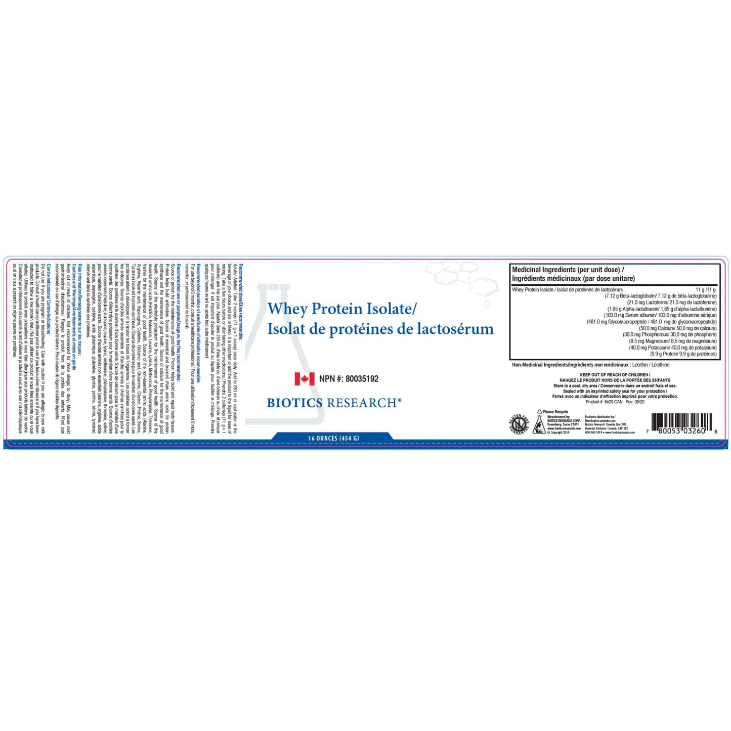 454g | Biotics Research Whey Protein Isolate