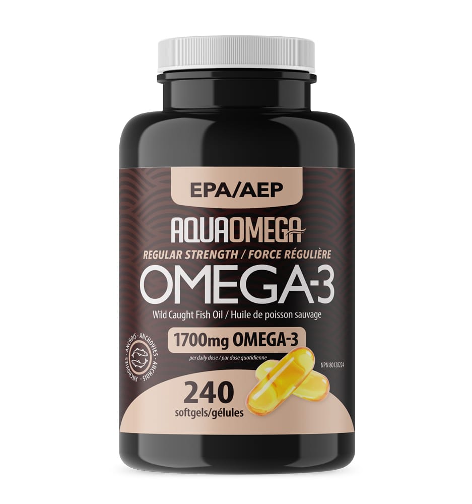 AquaOmega EPA Regular Strength Omega 3 Fish Oil Softgels 240 Softgels