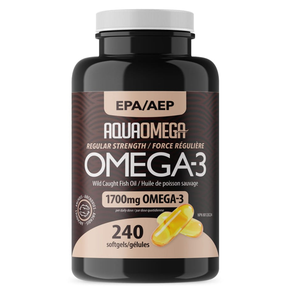 240 Softgels | AquaOmega EPA Regular Strength Omega 3 Fish Oil Softgels
