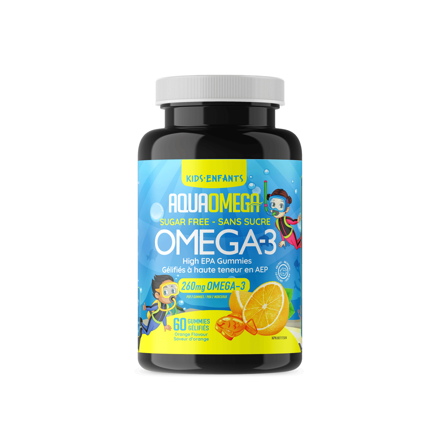 AquaOmega High EPA Omega 3 Kids Gummies Orange