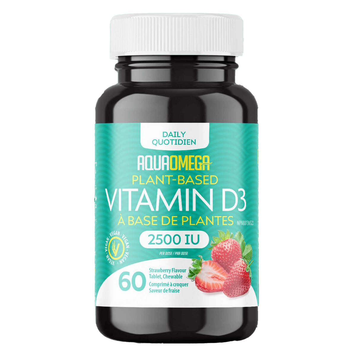 AquaOmega Plant-Based Vitamin D3 Chewables Strawberry