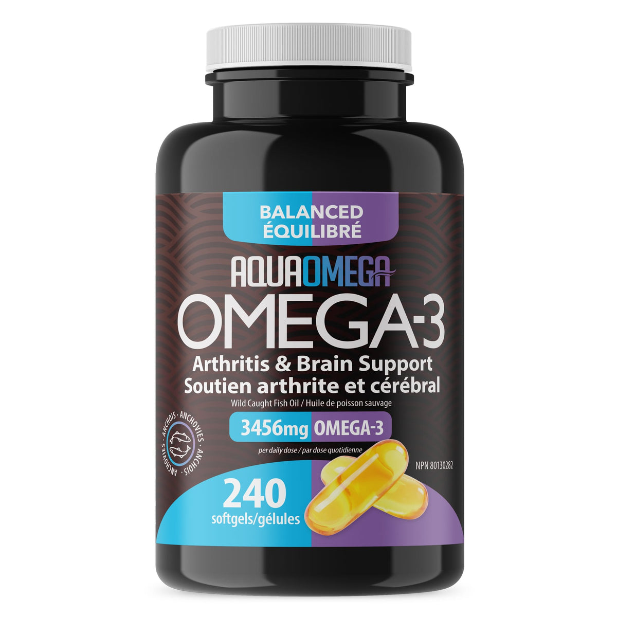 240 Softgels | AquaOmega Omega-3 Balanced Fish Oil Softgels