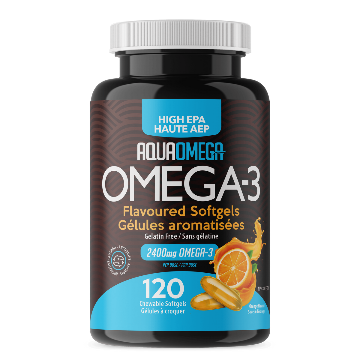 120 Chewable Softgels Orange Flavour | AquaOmega High EPA Omega 3