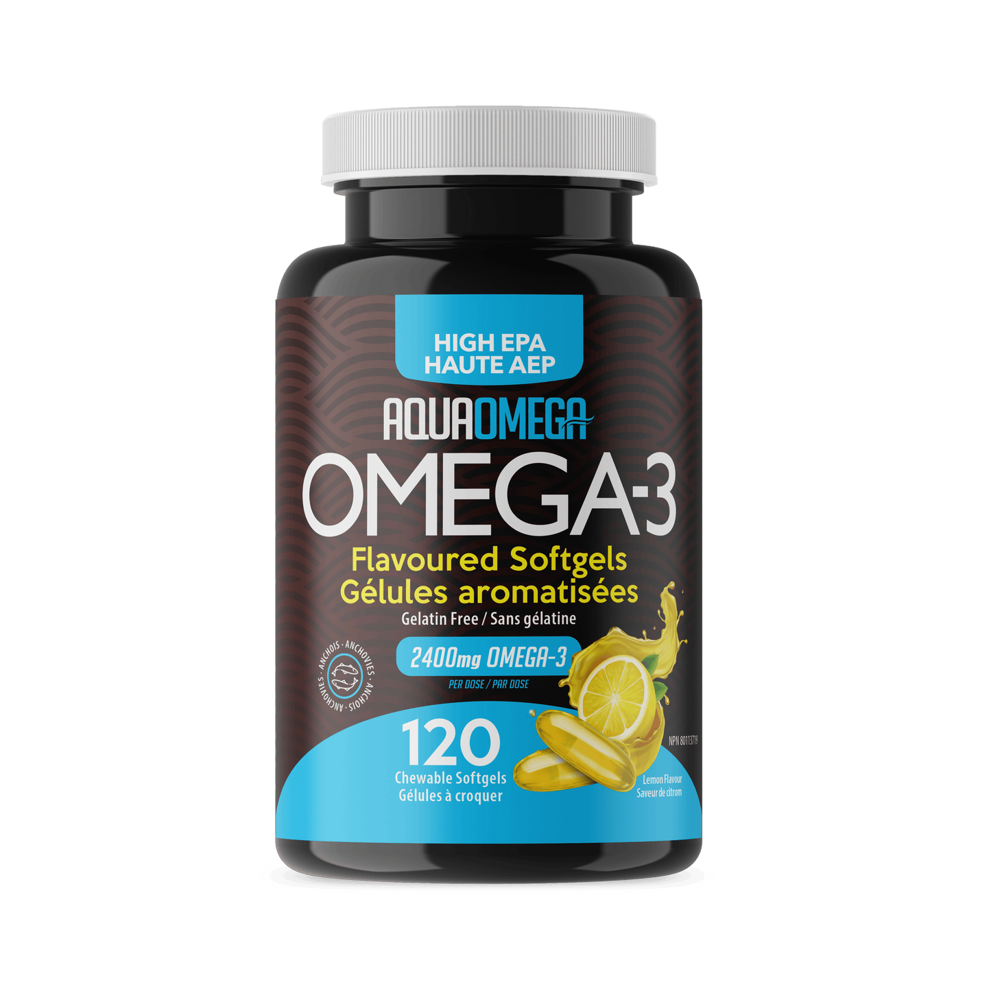 AquaOmega High EPA Omega 3 Chewable Softgels Lemon