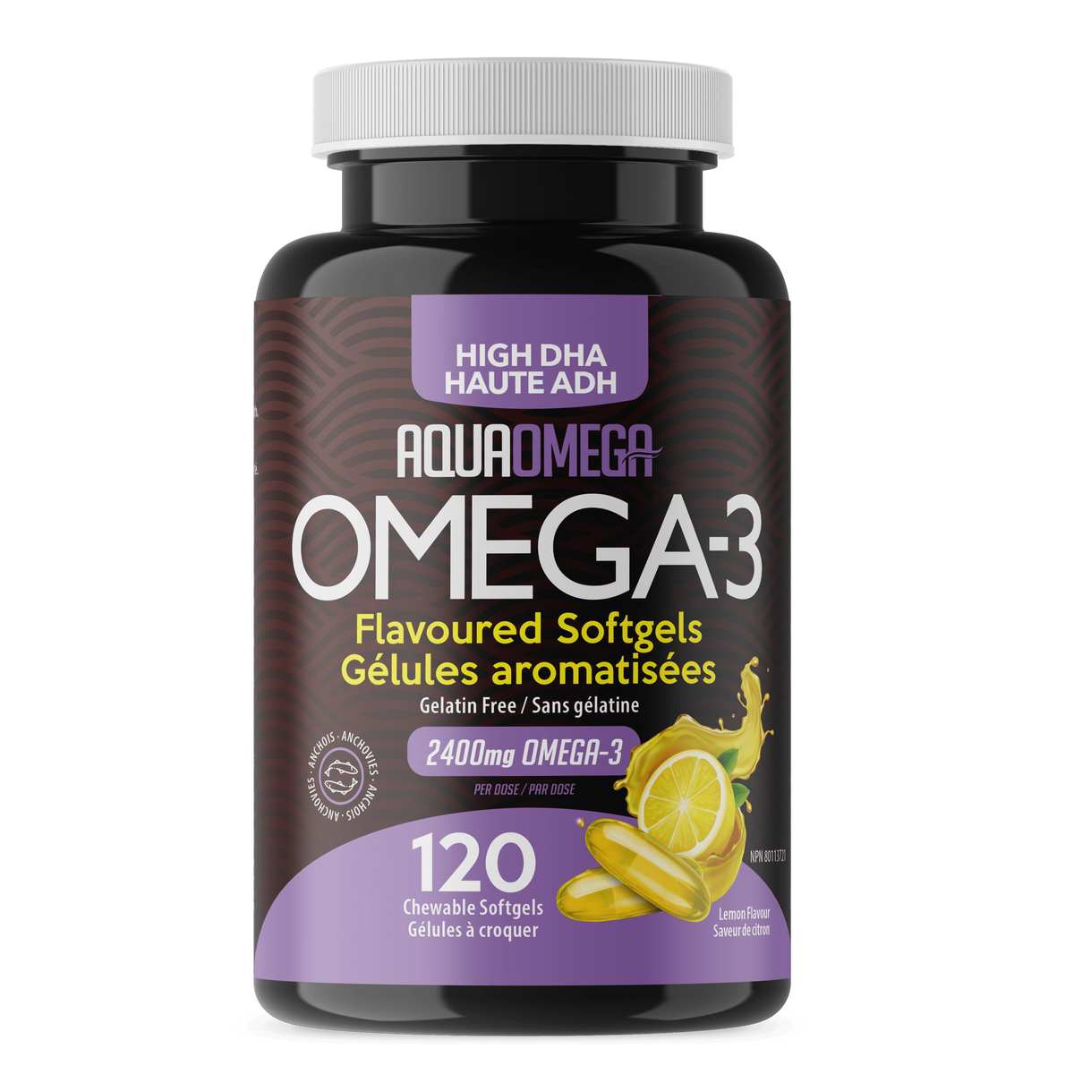 120 Chewable Softgels Lemon Flavour | AquaOmega High DHA Omega 3