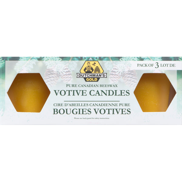 Dutchman's Gold Winter Wonderland Beeswax Candles, Votives, 3 Pack