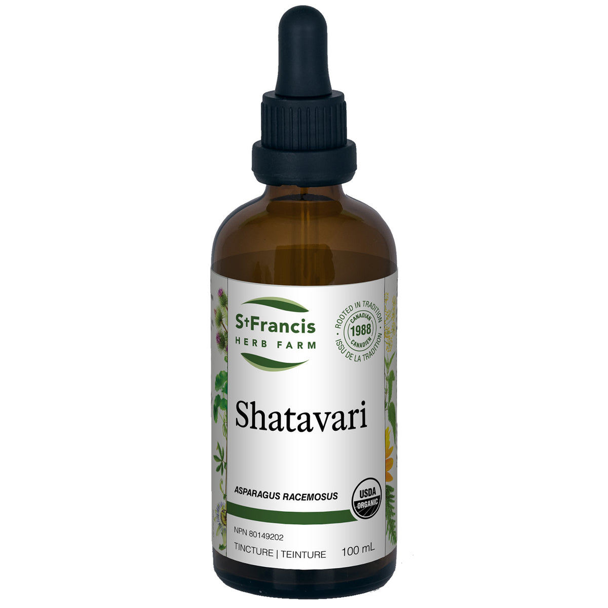 St. Francis Shatavari Organic Tincture, Ayurvedic Adaptogen to Help Increase Energy and Resistance to Stress, 50ml or 100ml - 100ml