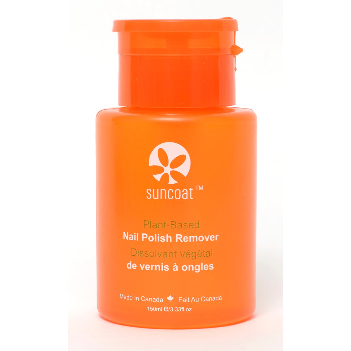 Suncoat Plant-Based Nail Polish Remover with Spill-Free Pump, Acetone-Free, Corn and Soy Based, Vegan, 150ml
