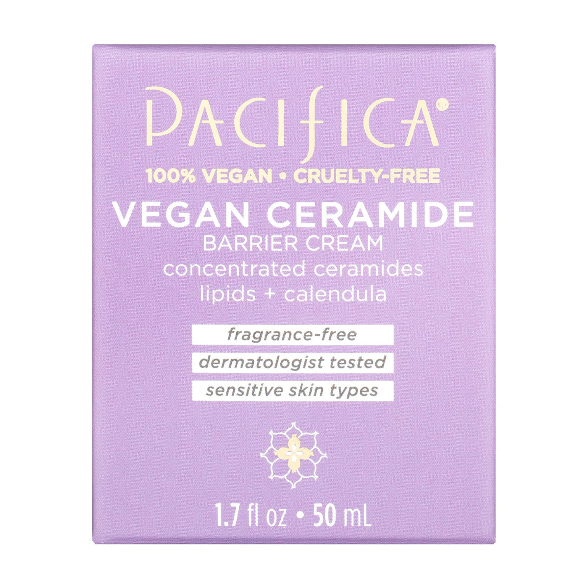 Pacifica Vegan Ceramide Barrier Face Cream for Sensitive Skin, Fragrance-Free Moisturizer with Niacinamide, 50ml