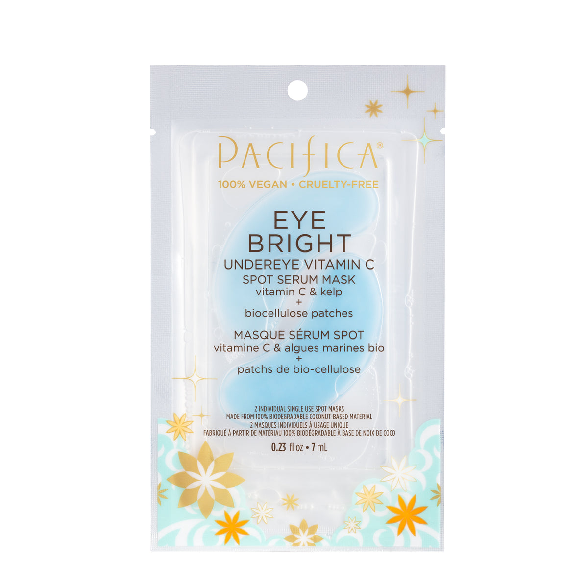Pacifica Sheet Masks, Glow Baby Brightening, Vegan Collagen Hydrate, Super Green, Stress Rehab or Eye Bright Undereye - Eye Bright Undereye (2 patches)