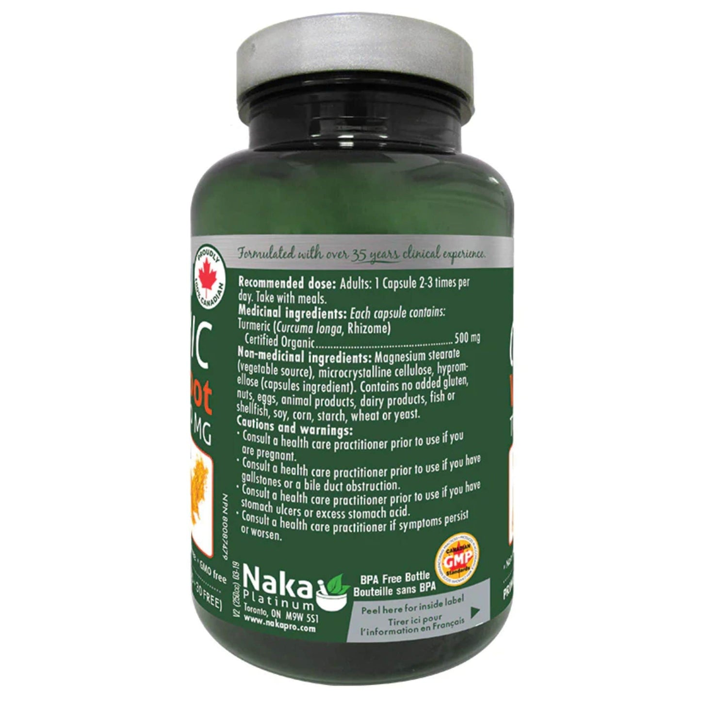 120 Vegetable Capsules (90 + 30 FREE) | Naka Platinum Organic Whole Root Turmeric