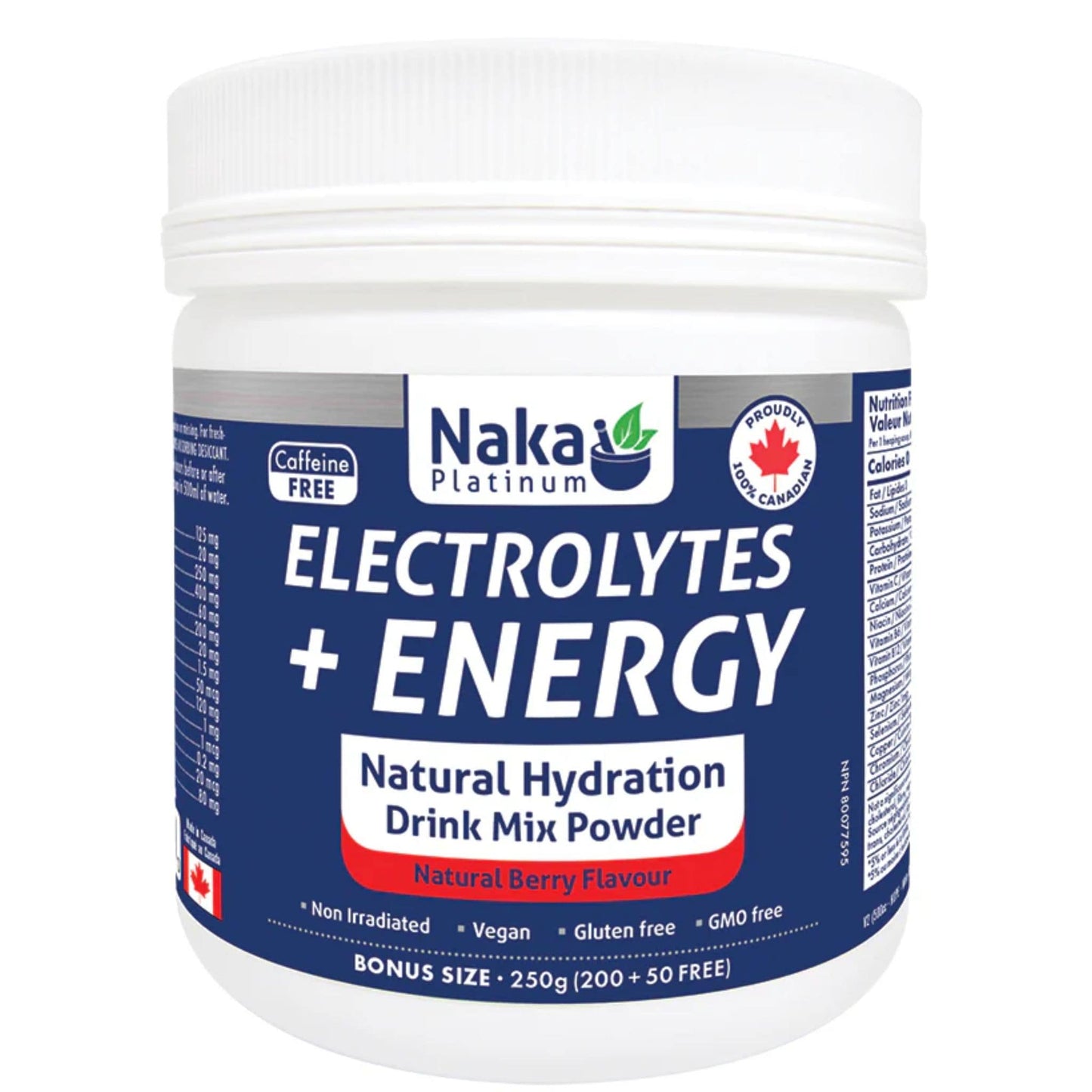 Naka Platinum Electrolytes and Energy Natural Sport Drink Mix Powder, 250g