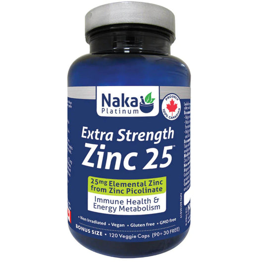 120 Vegetable Capsules | Naka Platinum Extra Strength Zinc 25