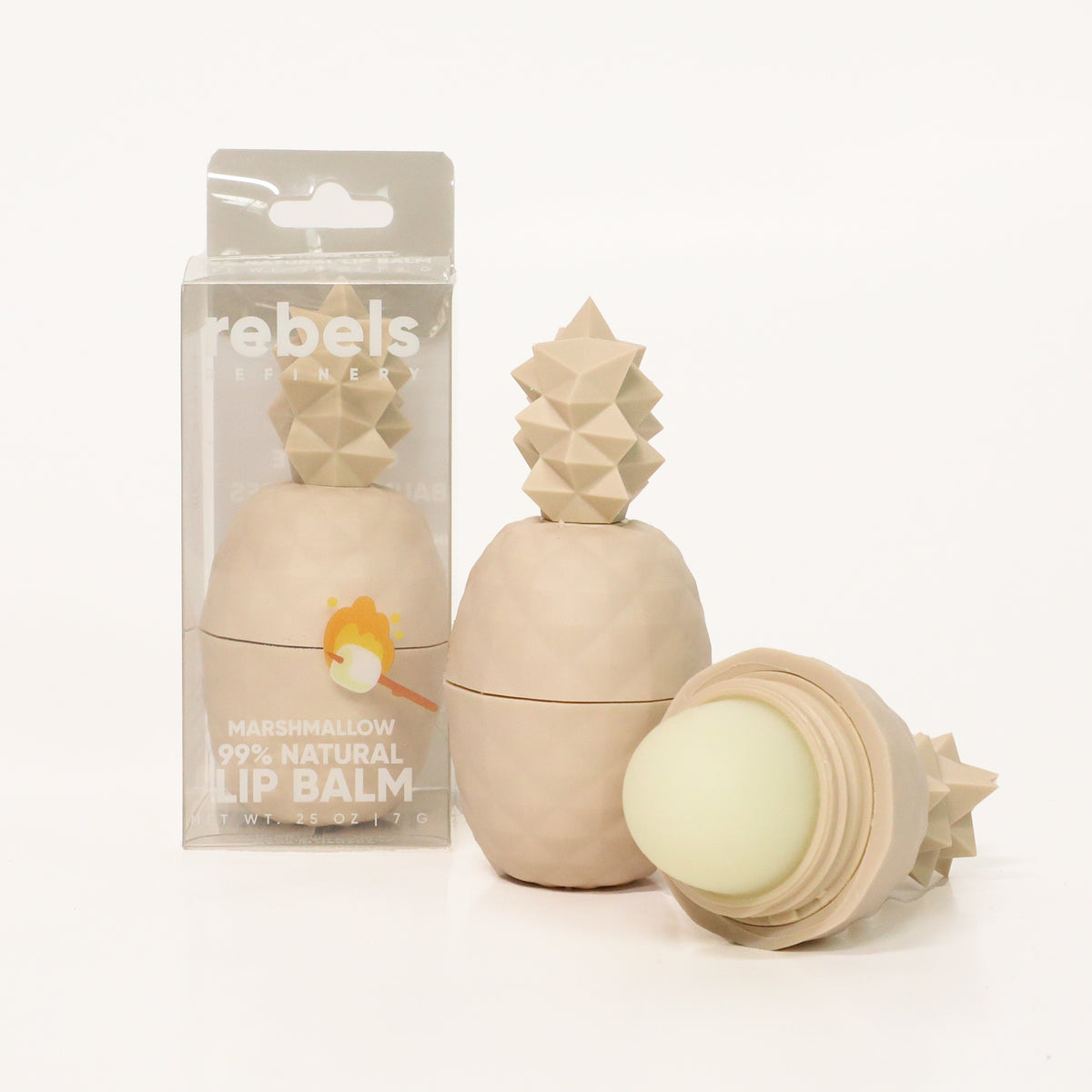 Rebels Refinery Pineapple Lip Balm 7g, Key Lime, Pineapple, Strawberry Mango or Marshmallow - Marshmallow (Cream)