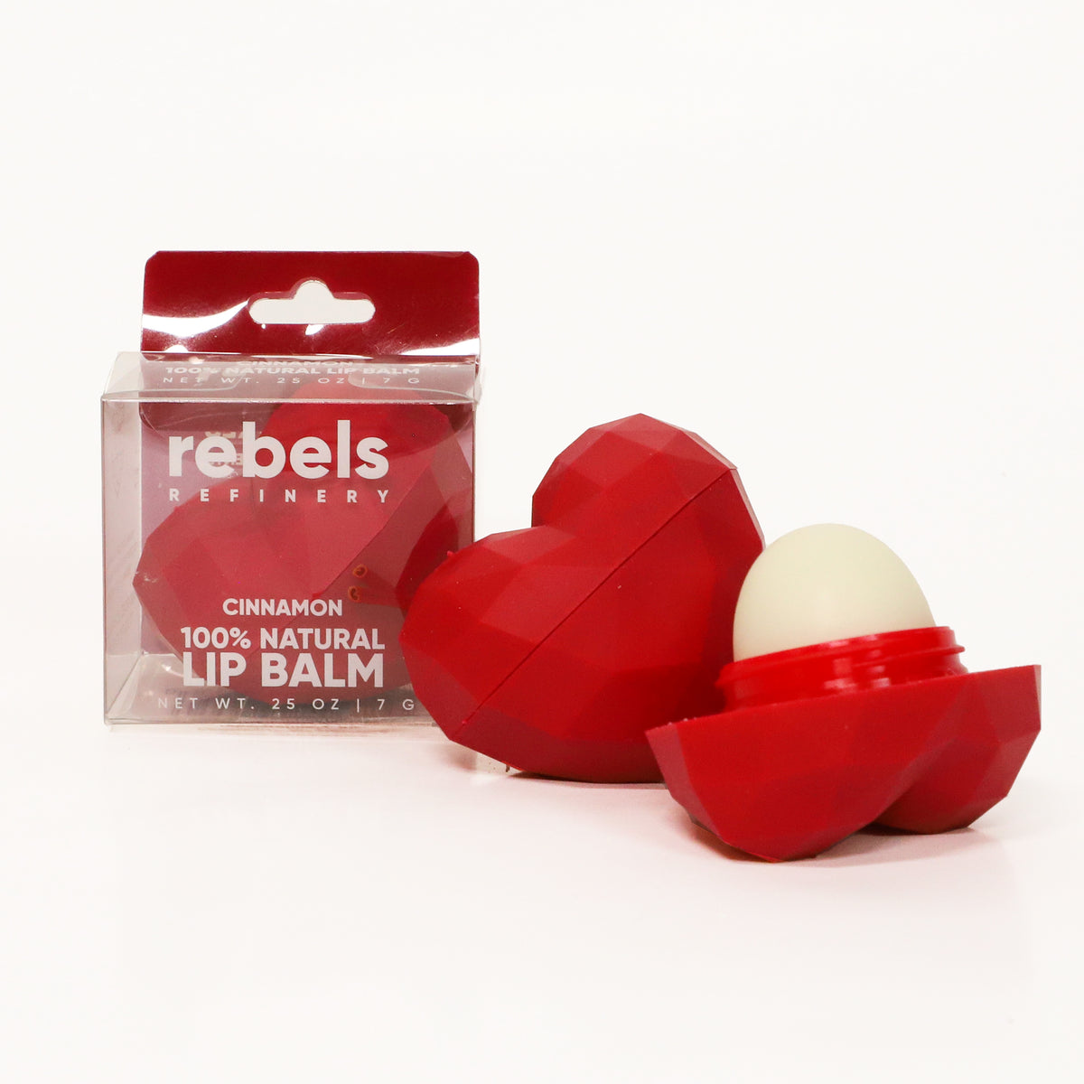 Rebels Refinery Heart Lip Balm 7g, Wildberry in Black or Pink, or Cinnamon in Red - Cinnamon (Red)