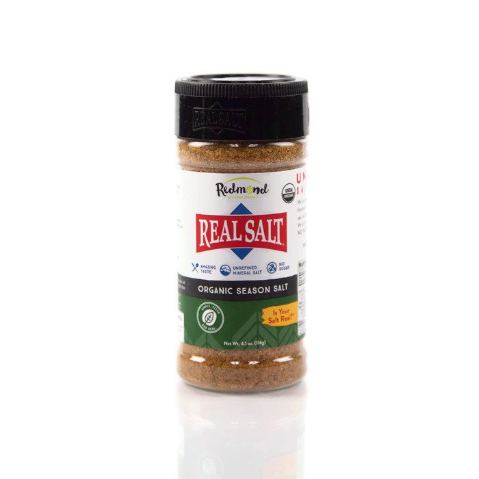 Redmond Real Salt Organic Season Salt, Unrefined Salt with Organic Onion, Paprika, Turmeric and Spices, 116g
